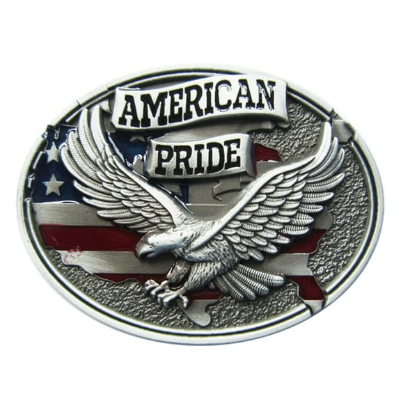 Men Belt Buckle Antique Brushed Silver Western Wildlife Enamel Oval Belt Buckle also Stock in the US