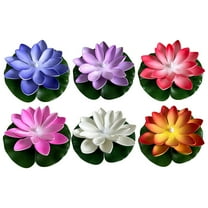 HongHeng 6 Pack Floating Pool Lights Lotus Flower Lantern Artificial Foam LED Lifelike Pool Lights Battery Operated Pond Lantern Pond Decoration