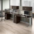 thumbnail image 2 of Office in an Hour 2 Person Cubicle Desk Set in Mocha Cherry - Engineered Wood, 2 of 8