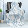 thumbnail image 4 of Rose Soft Flannel Fleece Throw Blanket, Faint Faded Floral Dreamy Branch Plant Fashion Pastel Spring Seasonal Design, Cozy Plush for Indoor and Outdoor Use, 50" x 60", Soft Blue White, by Ambesonne, 4 of 5