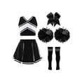 thumbnail image 3 of renvena irls Cheer Dance Costume Halloween Sleeveless Crop Top Pleated Skirt Cheerleading Uniform Dress A Black&White 10, 3 of 7