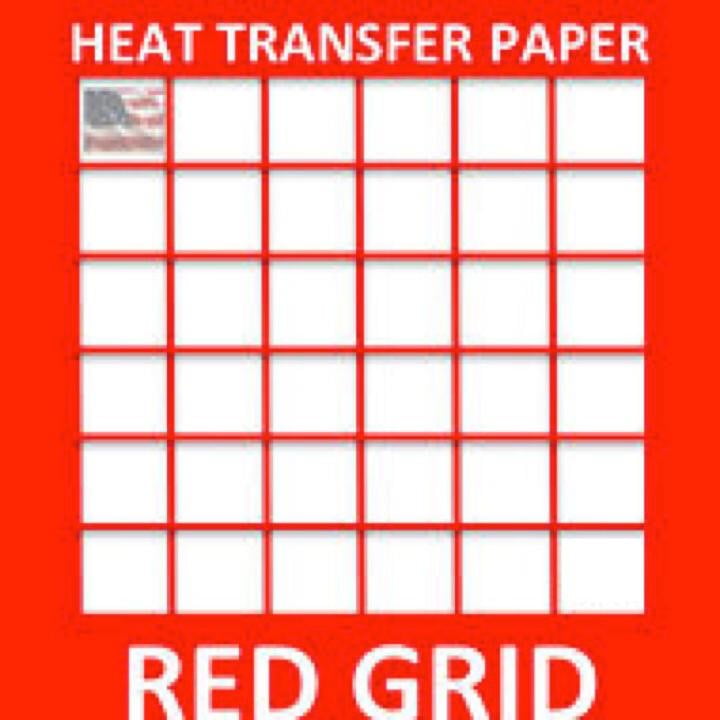 Iron-on Ink Jet Heat Transfer Paper for Light Fabrics 8.5" x 11" 25 sh Red Grid 