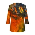 thumbnail image 5 of Delliss Women's Stylish Print Blouse Fall Clothing 3/4 Sleeve Pleated Top Orange XXL, 5 of 6