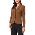 thumbnail image 1 of BLAZER DE TRABAJO CHIC PARA MUJERES CON SOLAPA Y MANGAS LARGAS, TRAJE BLAZER COLOR CAMEL OSCURO TALLA L, 1 of 6
