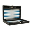 Silverman & Co. 13-inch Premium Backgammon Set - Travel Size - Black/Astral Blue