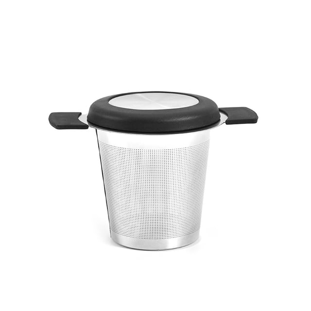 Colador de hojas sueltas de té Toystoory acero inoxidable tamiz con mango 10.4x7cm color Negro Rojo
