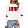 thumbnail image 3 of Uootdi T-Shirts Décontractés pour Femmes à Manches Longues Col Rond Canada Imprimé Graphique Coupe Ample Sorties de Fin de Semaine Hauts Doux Cadeau, 3 of 7