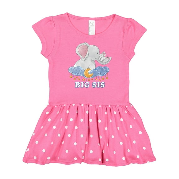 Inktastic Big Sis Cute Elephants with Moon and Stars Gift Baby Girl Dress