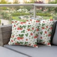 thumbnail image 2 of Outdoor Pillow Covers Summer Green Red Strawberries Waterproof Pillow Cases 18x18 Set of 2, Pastoral Flower Leaves Throw Pillow Cover Pillowcase for Patio Balcony Couch Garden, 2 of 9