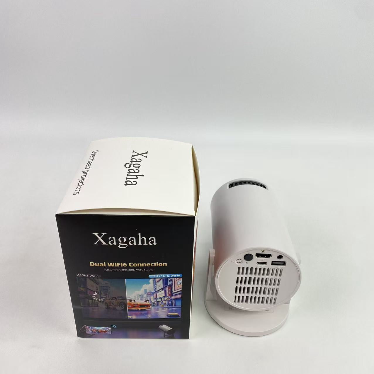 Xagaha Overhead projectors,Mini Projector with WiFi and Bluetooth, Portable Projector Full HD 4K Support with Automatic Vertical Keystone Correction 270° Rotation Projector