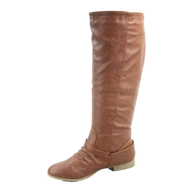 Coco-1 Women's Back Zipper Military Low Flat Heel Buckle Riding