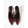 thumbnail image 3 of On feet& in love Women's Pointed Toe Slingback Wrinkled Patent PU Stiletto Heels - Wine-red Dress Shoes for Office & Wedding - Size 5.5, 3 of 7