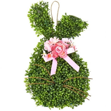 Faux Boxwood Bunny Door Hanger