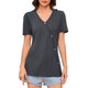 thumbnail image 5 of Tops de Color Sólido para las Mujeres, Botón de Cuello en V de Manga Corta, Top de Moda Casual para las Mujeres, 5 of 9