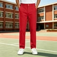 thumbnail image 5 of Kids School Uniform Pants Boys's Straight Chino Pants Classic Flat Front 5-15Y Solid Color Button Zip Trousers with Pockets Back to School Casual Daily Wear Kids Pants, 5 of 9