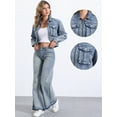 thumbnail image 2 of DARING DIVA Women's Zip Up Long Sleeves Cropped Denim Jacket XS Washed Blue, 2 of 6
