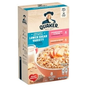Quaker Instant Oatmeal, Lower Sugar Fruit and Cream Variety Pack, Ready-to-Microwave, 8.4 oz Box, 8 Packets