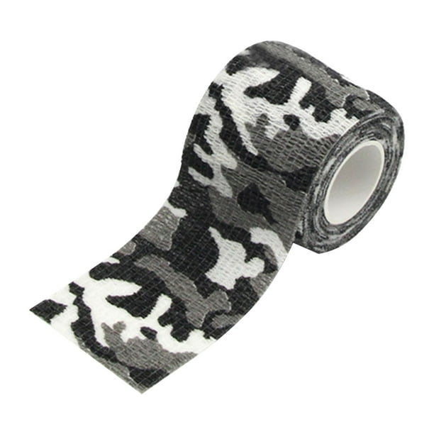 Cinta elástica para dedos, cinta de 177 pulgadas de largo, cinta autoadhesiva para acampar, negro blanco gris