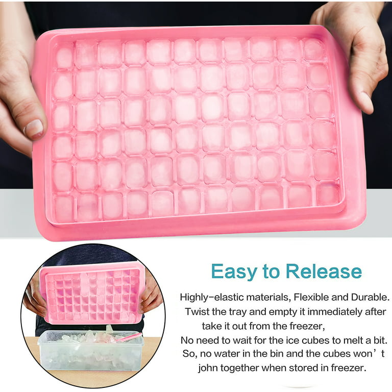  BPA Free Ice Cube Tray With Lid & Bin For Freezer With Cover,  Container & Tong, No Spill Stackable Ice Cube Trays With Easy Release, Large Ice Mold Maker