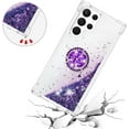 thumbnail image 5 of Phone Case for Samsung Galaxy S23 Ultra, Shockproof Clear Quicksand Glitter Flowing Liquid with Bling Diamond Ring Stand,Cute Women Girls Case for Galaxy S23 Ultra 6.8'' LS - Purple, 5 of 14