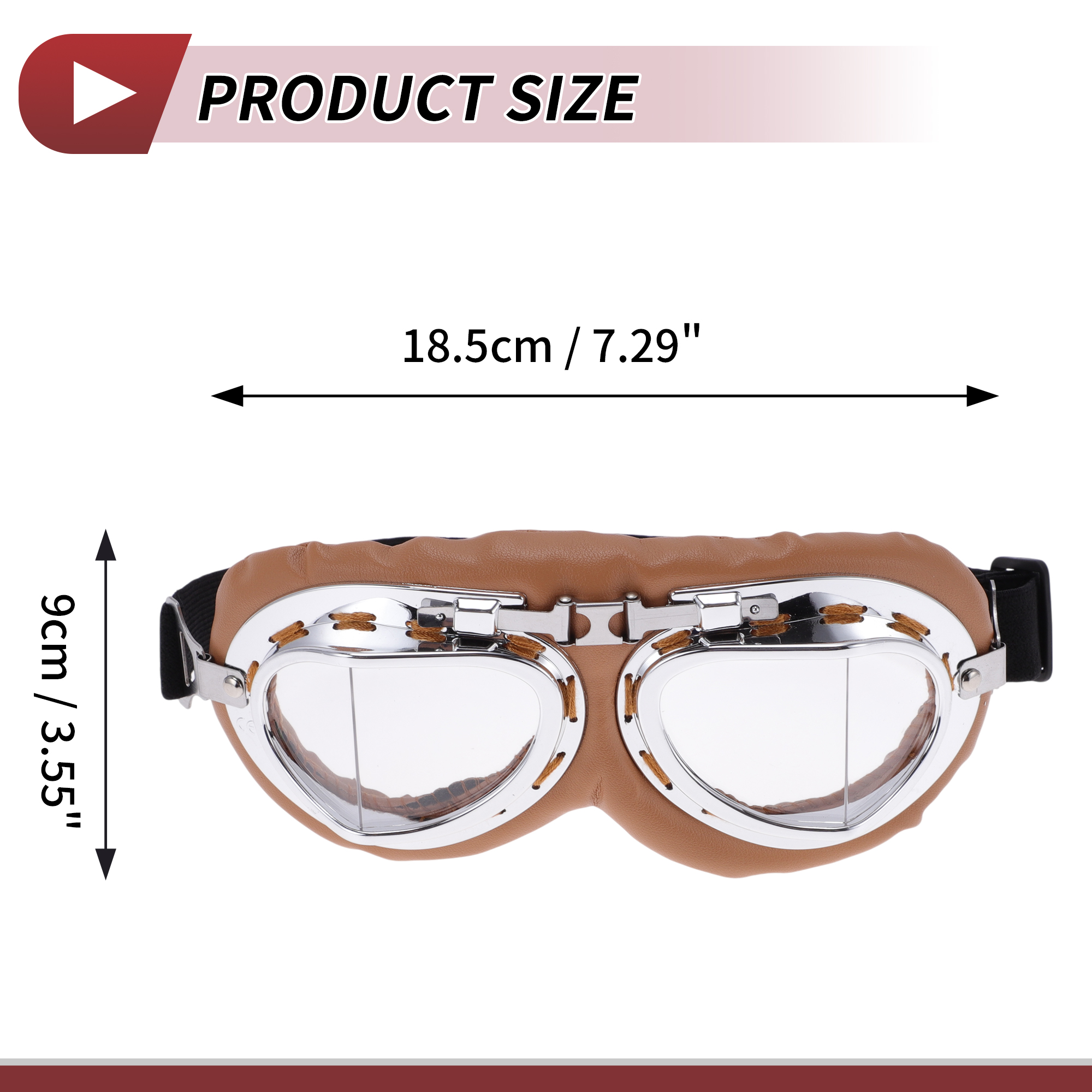 Unique Bargains 1 Set Motorcycle Riding Goggles Foldable PC PU Sponge Outdoor Sports Sunglasses for Motocross Dirt Bike ATV Transparent Lens Brown Frame