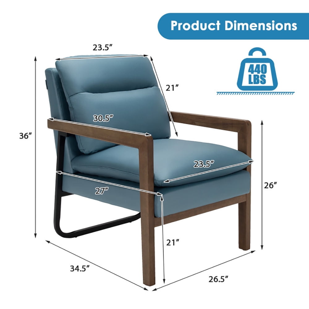 Finihen Accent Armchair, Classic Accent Armchair with Rubber Wood Legs and Armrests, for Living Room, Bedroom, Blue Finihen Accent Armchair, Classic Accent Armchair with Rubber Wood Legs and Armrests, for Living Room, Bedroom, Blue