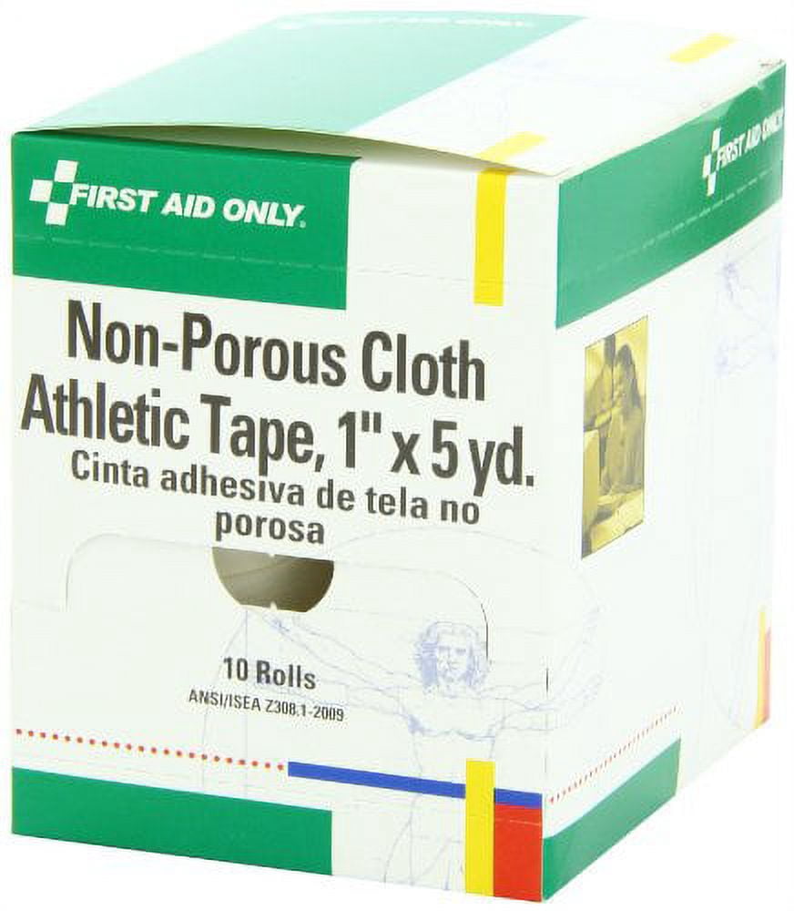 First Aid Only Athletic Tape, White, 1 in. W, 5 in. L, PK10 H638