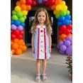 thumbnail image 5 of Cenuakty Girls Back to School Dress Apple School Bus Pencil Embroidery Doll Collar Short Sleeve A-line Dress Kids Summer Plaid Dress, 5 of 9
