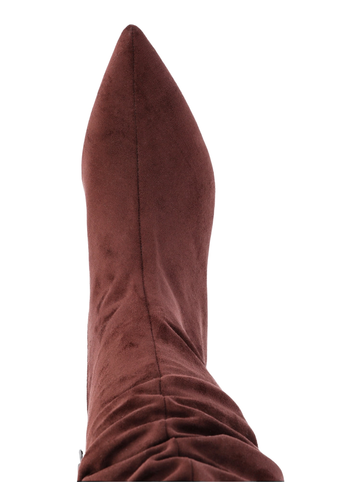 Time and Tru Women's Faux Suede Slouch Boots with Kitten Heels, Wide Width Available