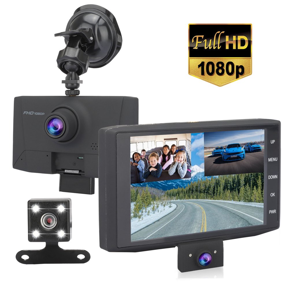 TSV 170° 3Way Drive Recorder, 1080P Front and Inside and Rear Backup