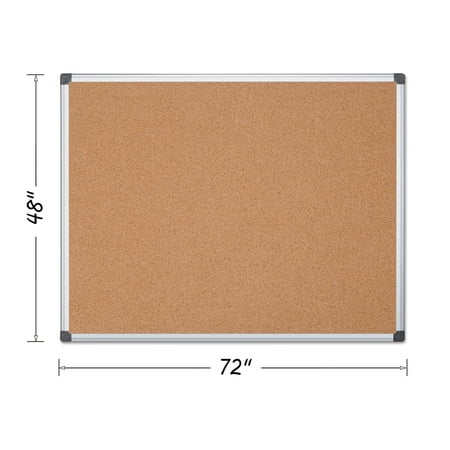 Mastervision Value Cork Bulletin Board, 72" x 48", Aluminum Frame