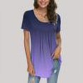 thumbnail image 1 of Femmes Tops Femmes Tops d'Été 2023 Femmes Mode Imprimé Casual Col Rond Manches Courtes Lâches T-Shirt Blouse Tops Violet XXL, 1 of 6