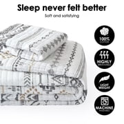 Bedduvit 100% Cotton King Size Quilt Set - Bohemian White & Charcoal Geometric Striped Quilt King, Boho Breathable Bedspread for All Season, 3-Piece Lightweight Summer Comforter Bedding Set, 98x106