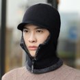 thumbnail image 4 of GROFRY Thermal Hat Zipper Opening Fleece Lining Knitting 2 in 1 Solid Color Men Neck Guard Cap Hat for Sport, 4 of 8