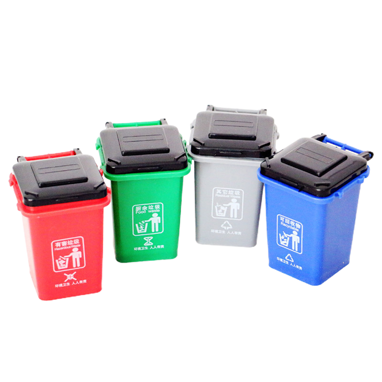 Skindy 4Pcs Miniature Trash Cans Realistic DIY High Simulation Pretend