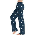 thumbnail image 2 of Otvok Women Polka Dot Print Pants Elastic Waist Draw Rope Pocket Full Length Pants, 2 of 6