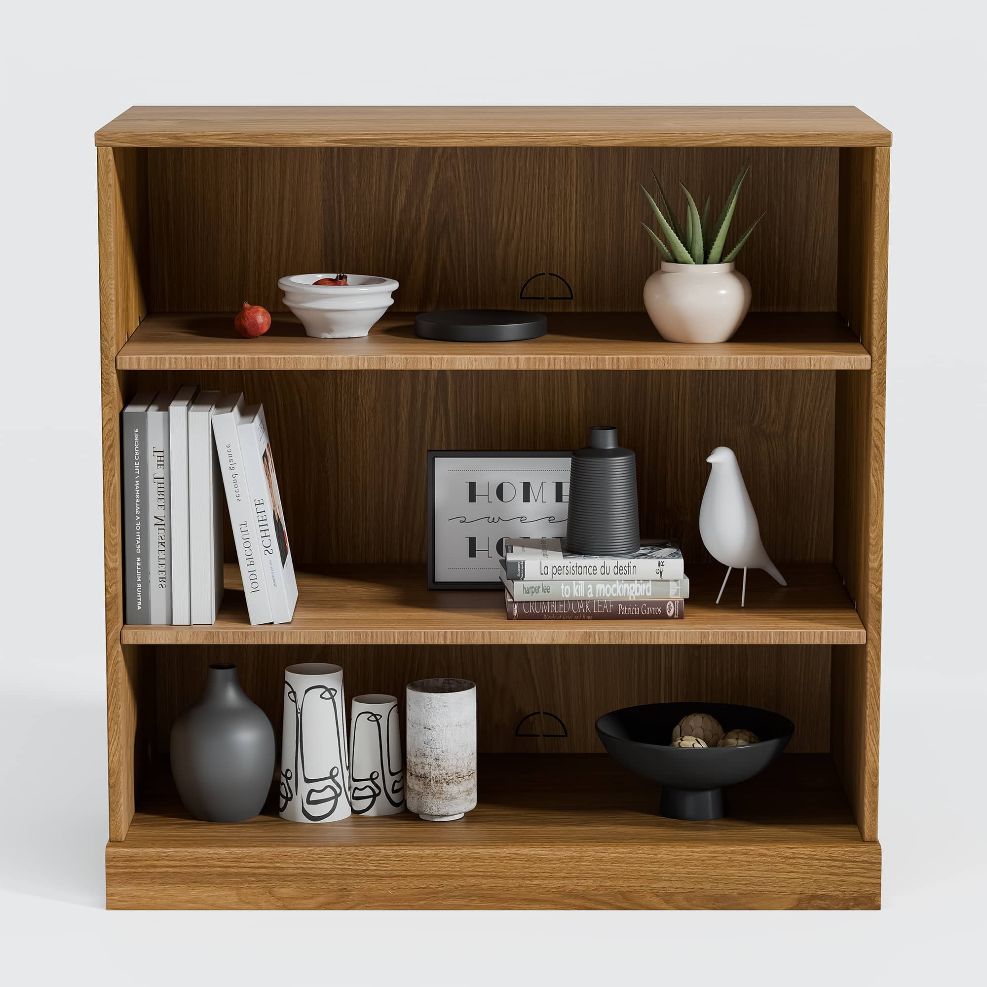 MAYEERTY 41"x31"x16" Doorless Wood Storage Cabinet Combination Cabinets for Living Room, Natural Wood