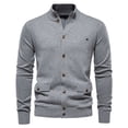 thumbnail image 4 of BXINGOHAI Men's Round Neck Pullover Long Sleeved Loose Base Shirt Top Sweater button up Sweater Gray,XXL, 4 of 5