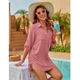 thumbnail image 2 of Womens Bathing Suit Cover Ups Bikini Swimsuit Coverup Drawstring Beach Dress Shirt, 2 of 6