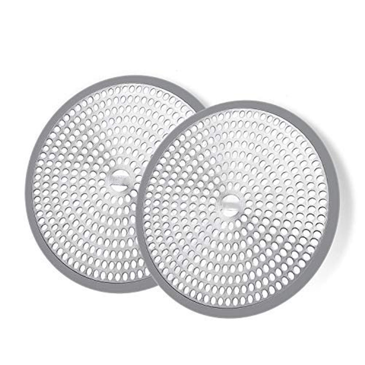 Shower Drain Hair Catcher, Bathtub Drain Strainer, Drain Protector by Casewin , Stainless Steel Silicone Hair Stopper Shower Drain Covers for Bathroom Bathtub and Kitchen 2 Pack