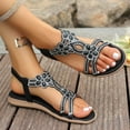 thumbnail image 6 of SYMOID Womens Fashion Casual Gladiator Flat Heel Slip-On Rhinestone Sandals for Summer,Black,Size 36, 6 of 9