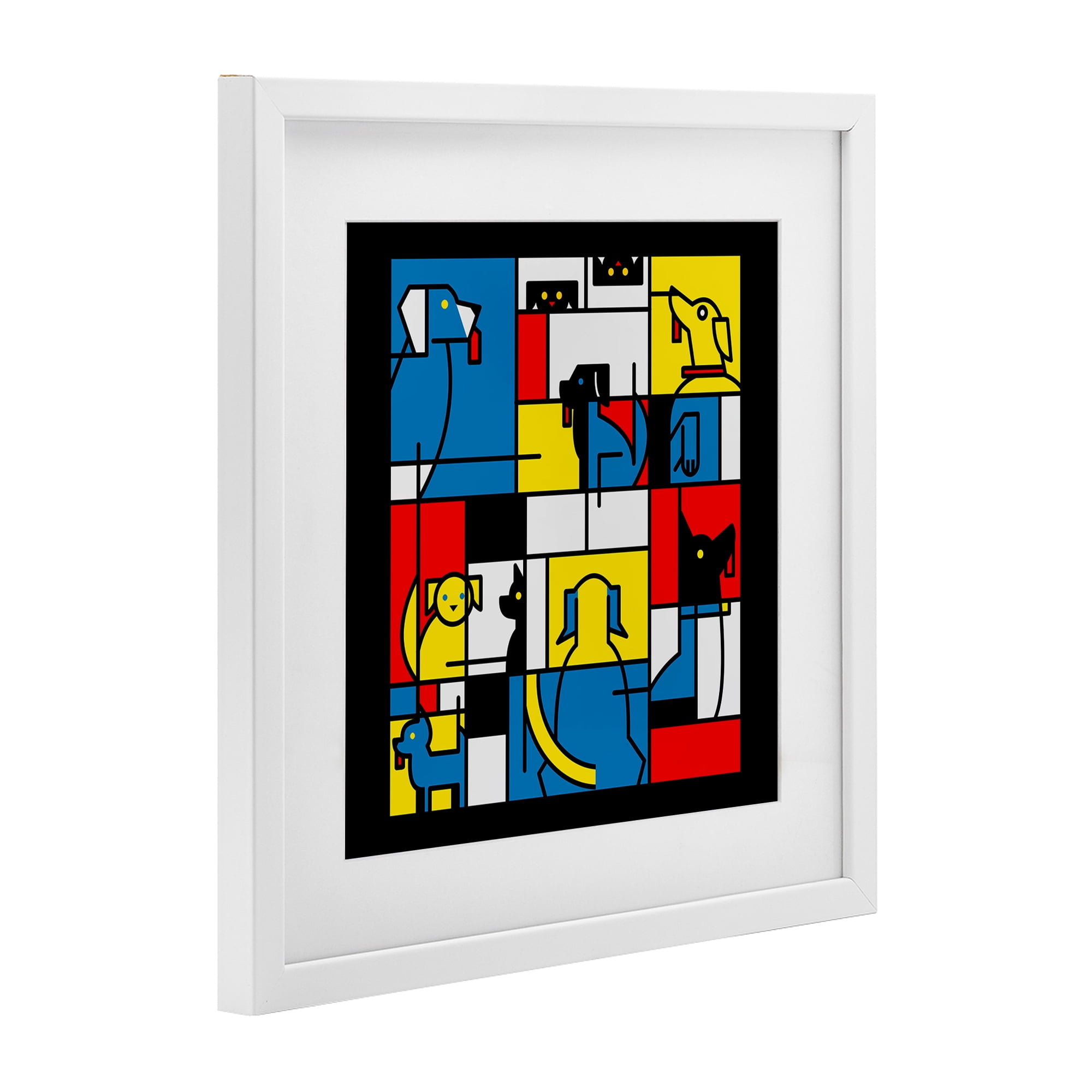 Stupell Industries Color Block Dogs Abstract White Framed Print Under Glass, design by Tobe Fonseca