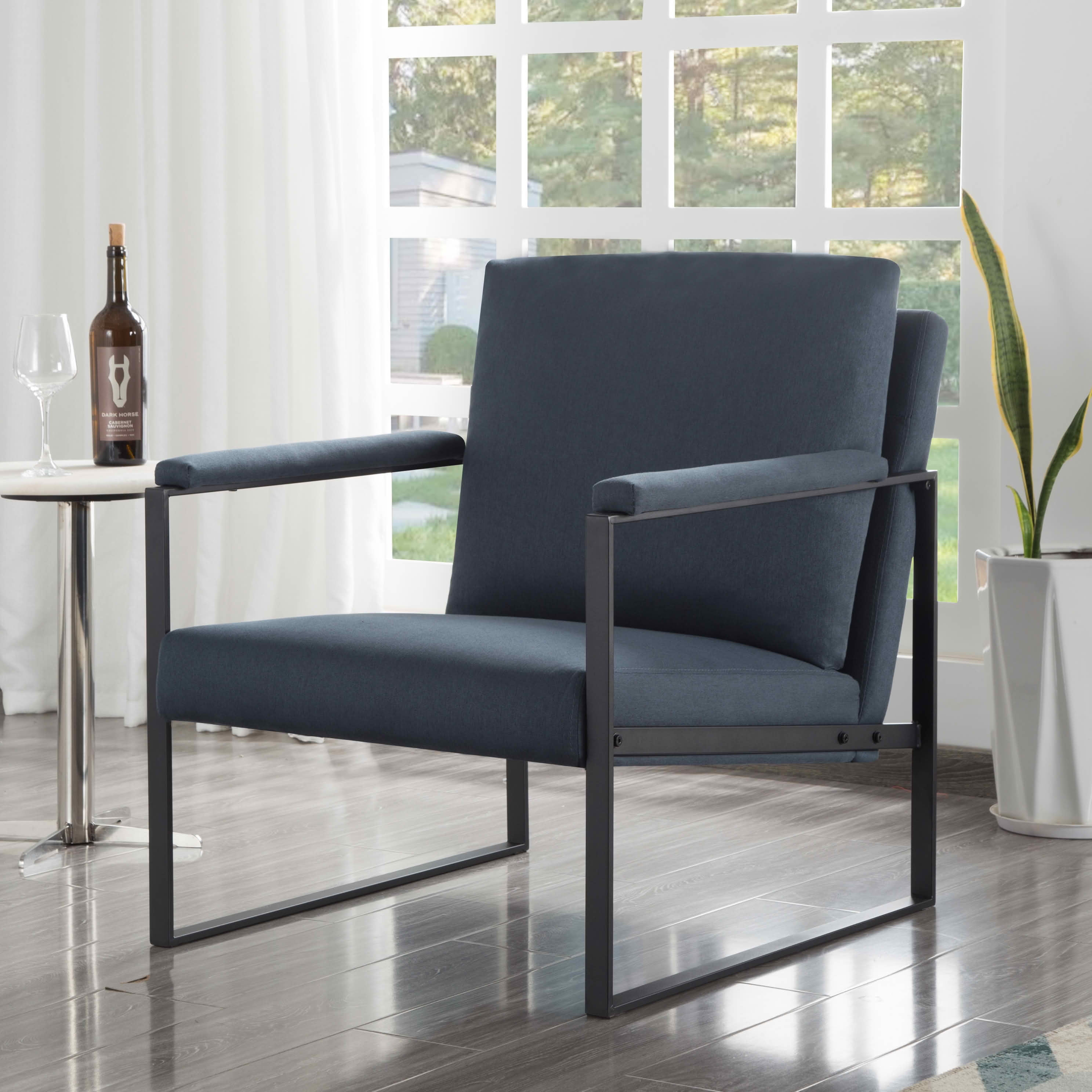 MAYEERTY 26.8 Inch Accent Armchair - Padded Square Arms, Sturdy Metal Frame, Compressed Cushions