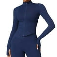thumbnail image 2 of HUANBAI Women 2 Piece Seamless Ribbed Workout Sets With Zip Up Jacket High Waisted Gym Yoga Leggings Casual Summer Clothes, 2 of 4