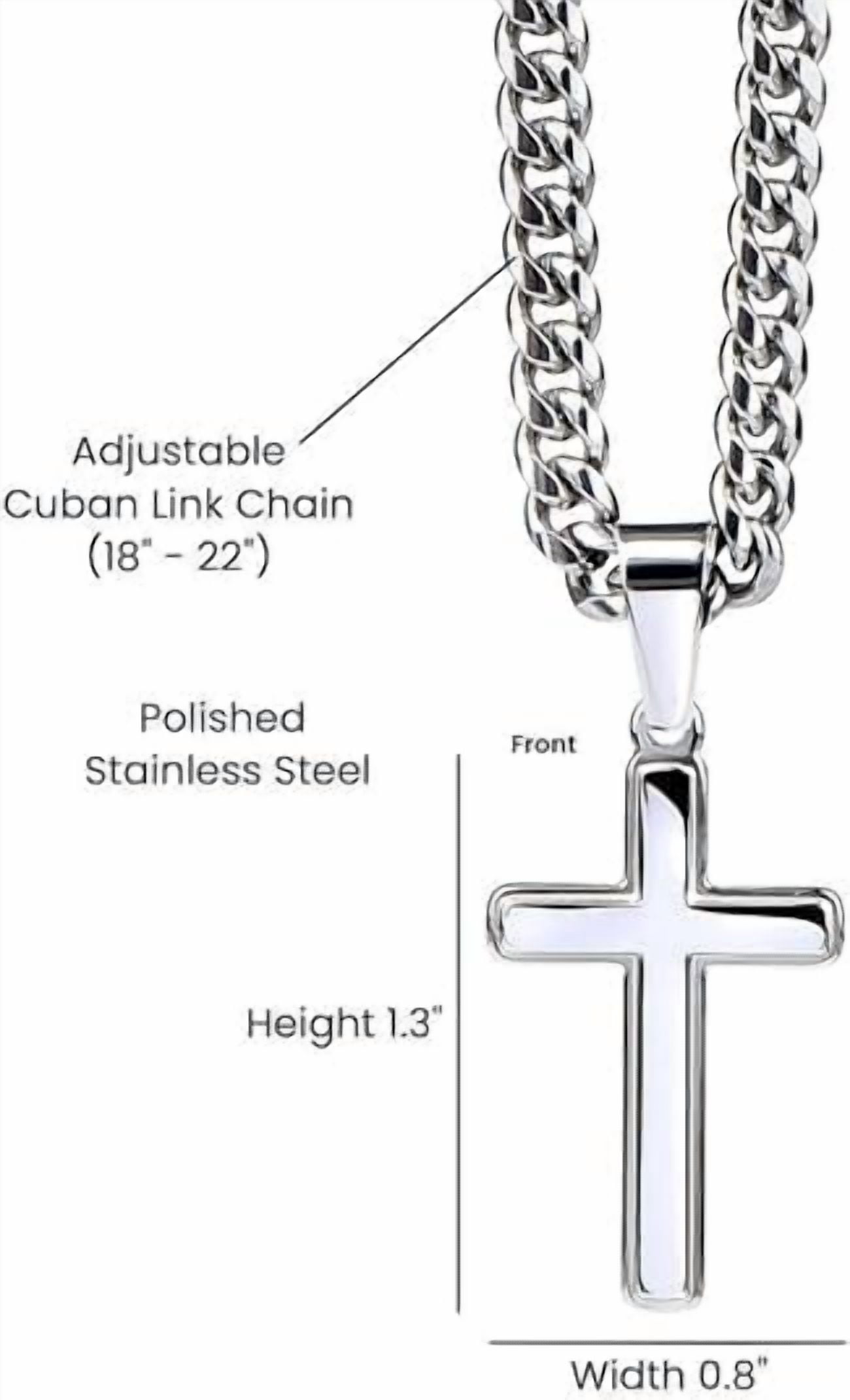 Cross Necklace Gift for Step Dad from Step Son with Message Card and Gift Box, Bonus Dad Jewelry, Christian Gift for Men, Father’s Day Present from Stepchild, Birthday Gift for Bonus Father