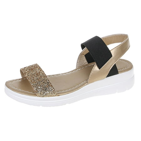 

zuwimk Sandals For Women Dressy Summer Women Rhinestone Bowtie Flip Flops Jelly Thong Sandals Rubber Flat Beach Rain Shoes Gold