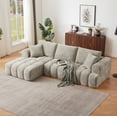 thumbnail image 2 of MAYEERTY Chenille L-Shape Oversized Sectional Sofa, Minimalist & Luxury Sleeper Couch for Apartment, 108*63*34"Khaki, 2 of 10