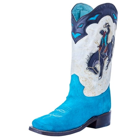 

Corral Boot Company Womens Suede Inlay Cowgirl Boot 5.5 B Blue