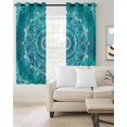 thumbnail image 2 of Teal Boho Blackout Curtains for Bedroom Living Room Darkening Curtains 63 Inches Long Vintage Ethnic Tribe Abstract Art Window Curtain 2 Panels Set Insulated Window Treatment Grommet Drapes 42"x63", 2 of 9