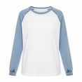 thumbnail image 3 of LNWUY 3/4 Sleeve Tops for Women Patchwork Denim Shirts Baseball Style Raglan Tshirts Casual Color Block Tees Comfy Steetwear Blue XXL, 3 of 3